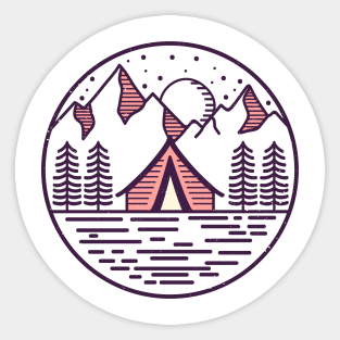 Alaska Retro distressed Mountain Sun Sticker